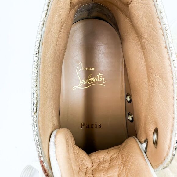 Christian Louboutin Bip Bip Orlato High Top White Floral Sneakers EU 37 US 7 - Picture 9 of 11